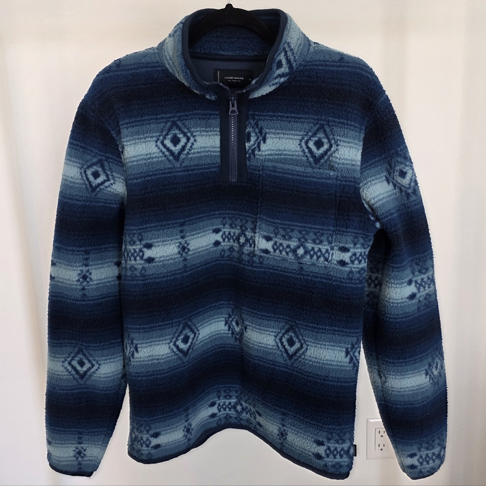 Lucky Brand Men's Blue Ombre Pattern Half-Zip Sweater